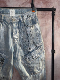 Hand-Painted Graffiti Denim Cargo Pants